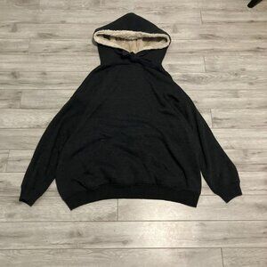 aerie charcoal grey women’s fur lined hoodie